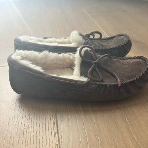 UGG Chocolate Suede Moccasin Slippers